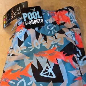 Maui and Sons Blue and Red Pool Shorts